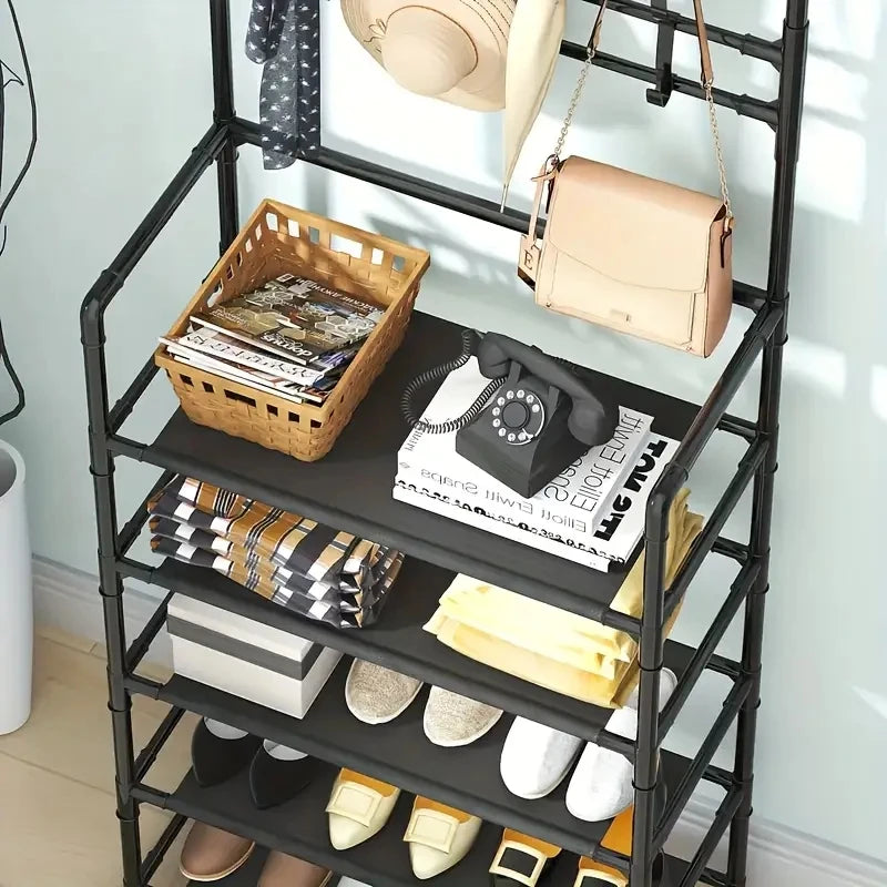 Multifunctional 5-Tier Shoe Rack and clothes hanger