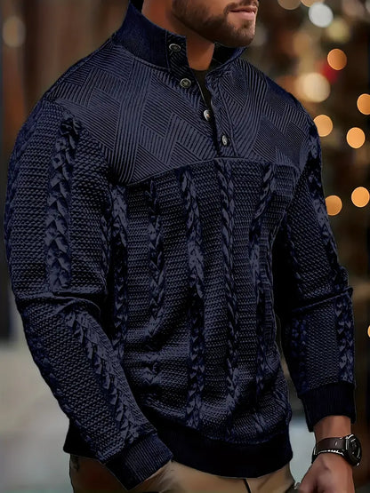 Dawson | Long Sleeve Henley Sweater With Striped