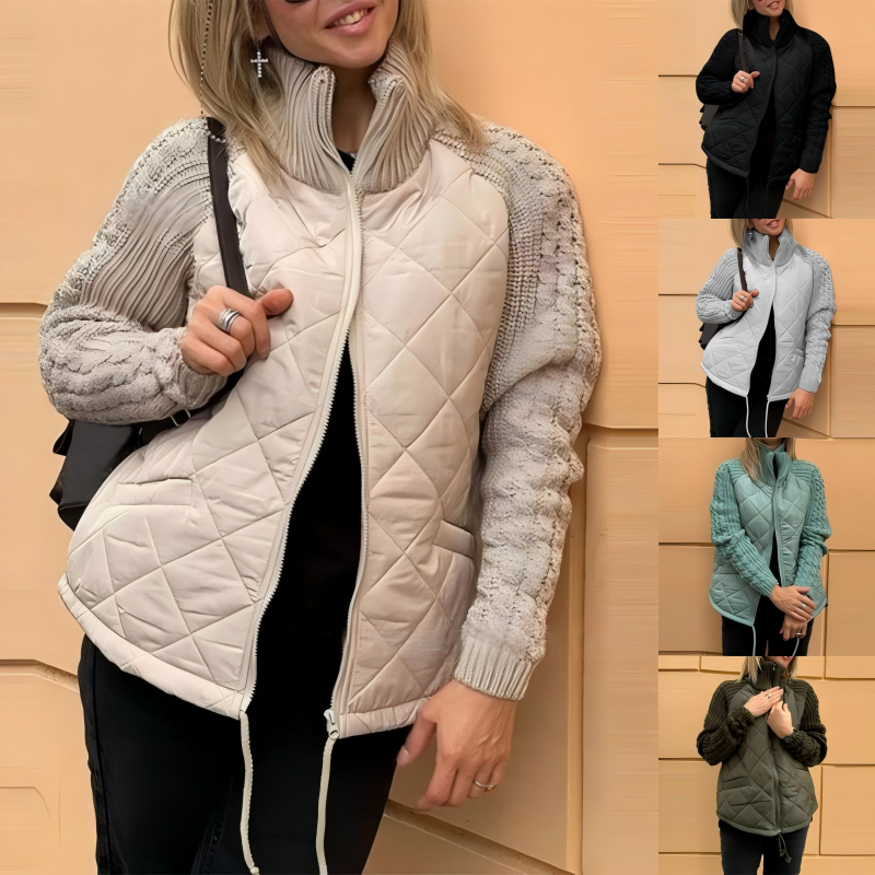 Julia-Knit Patchwork Puffy Jacket