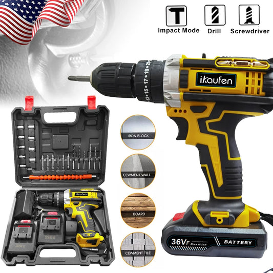 Multifunction Cordless Compact Drill/Driver Kit (+2 FREE Batteries)