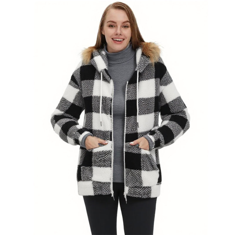 Women'S Plaid Fleece Coat