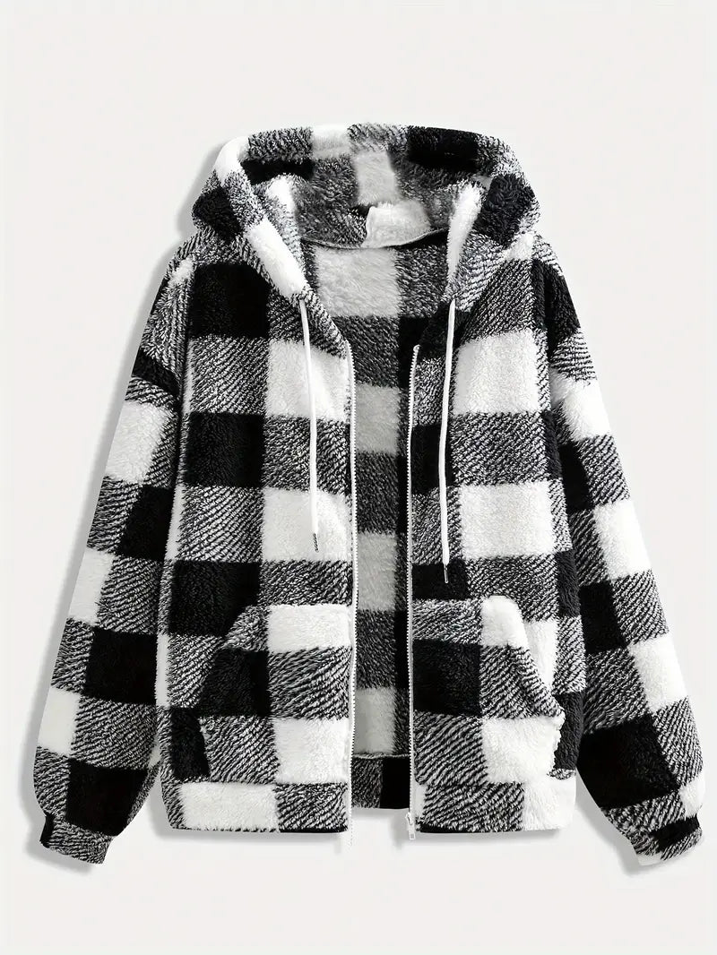 Women'S Plaid Fleece Coat