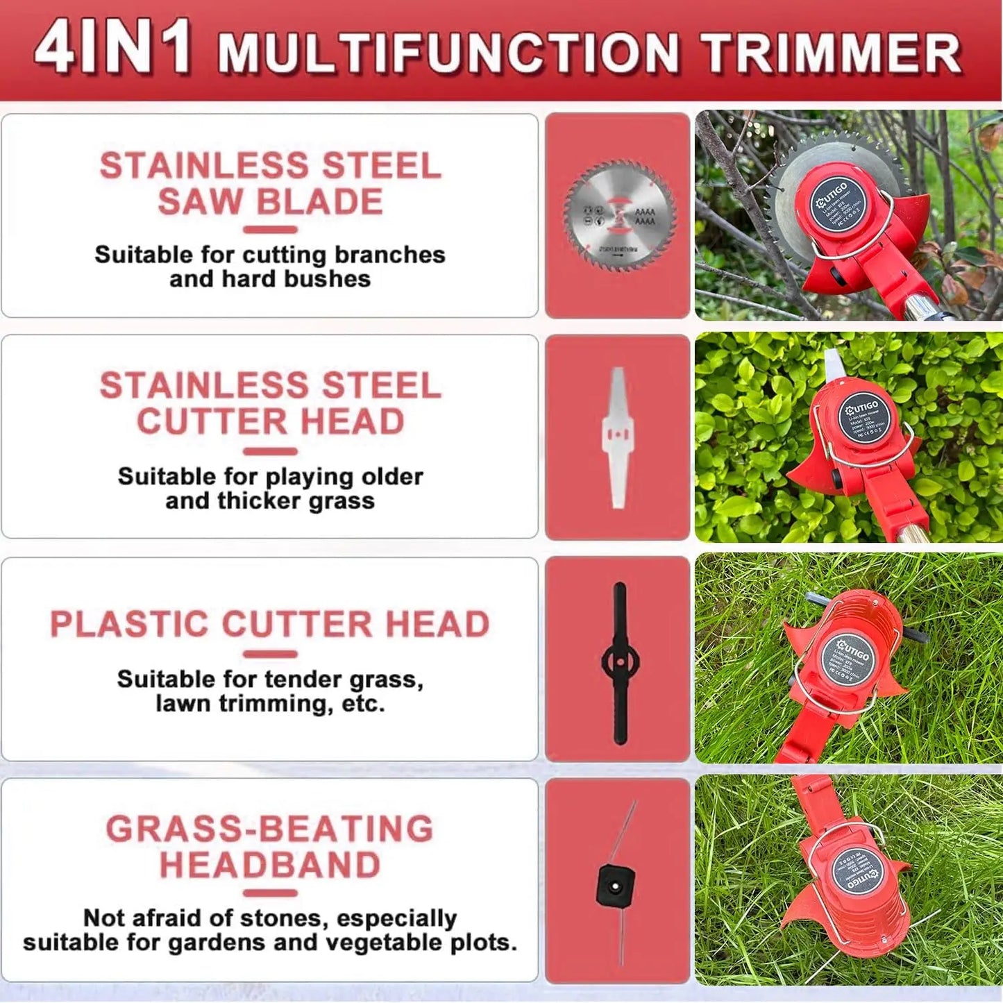 4-in-1 Cordless Mower, Trimmer, Edger (+2 FREE Batteries)