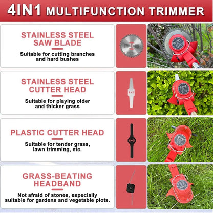 4-in-1 Cordless Mower, Trimmer, Edger (+2 FREE Batteries)