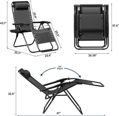 Set of 2 Adjustable Portable Steel Garden Lounge Chair