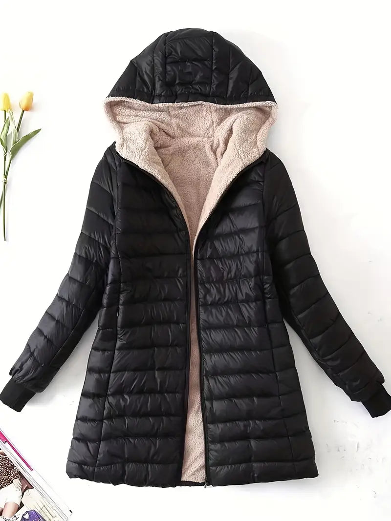 New Mid-Length Hooded Slim-Fit Coat