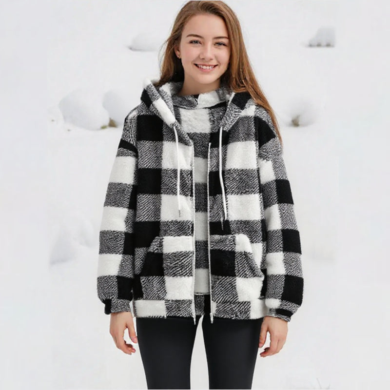Women'S Plaid Fleece Coat