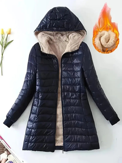 New Mid-Length Hooded Slim-Fit Coat