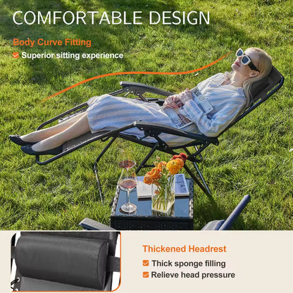 Set of 2 Adjustable Portable Steel Garden Lounge Chair