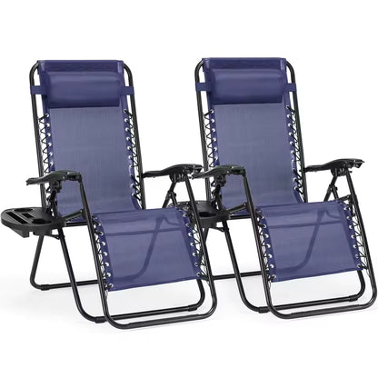 Set of 2 Adjustable Portable Steel Garden Lounge Chair