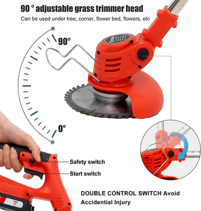 4-in-1 Cordless Mower, Trimmer, Edger (+2 FREE Batteries)