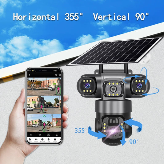 4K Dual Lens Solar Security Camera Wireless Outdoor