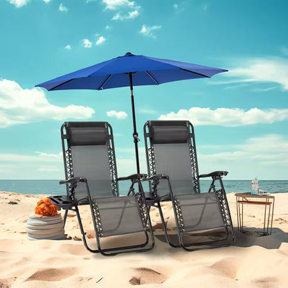 Set of 2 Adjustable Portable Steel Garden Lounge Chair