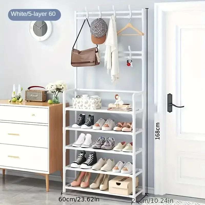 Multifunctional 5-Tier Shoe Rack and clothes hanger