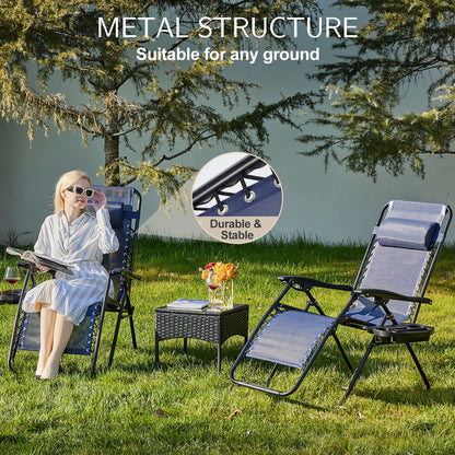Set of 2 Adjustable Portable Steel Garden Lounge Chair