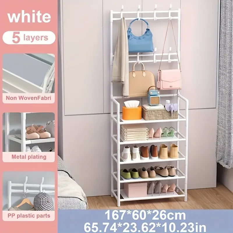Multifunctional 5-Tier Shoe Rack and clothes hanger