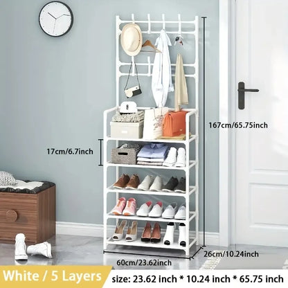 Multifunctional 5-Tier Shoe Rack and clothes hanger
