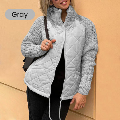 Julia-Knit Patchwork Puffy Jacket